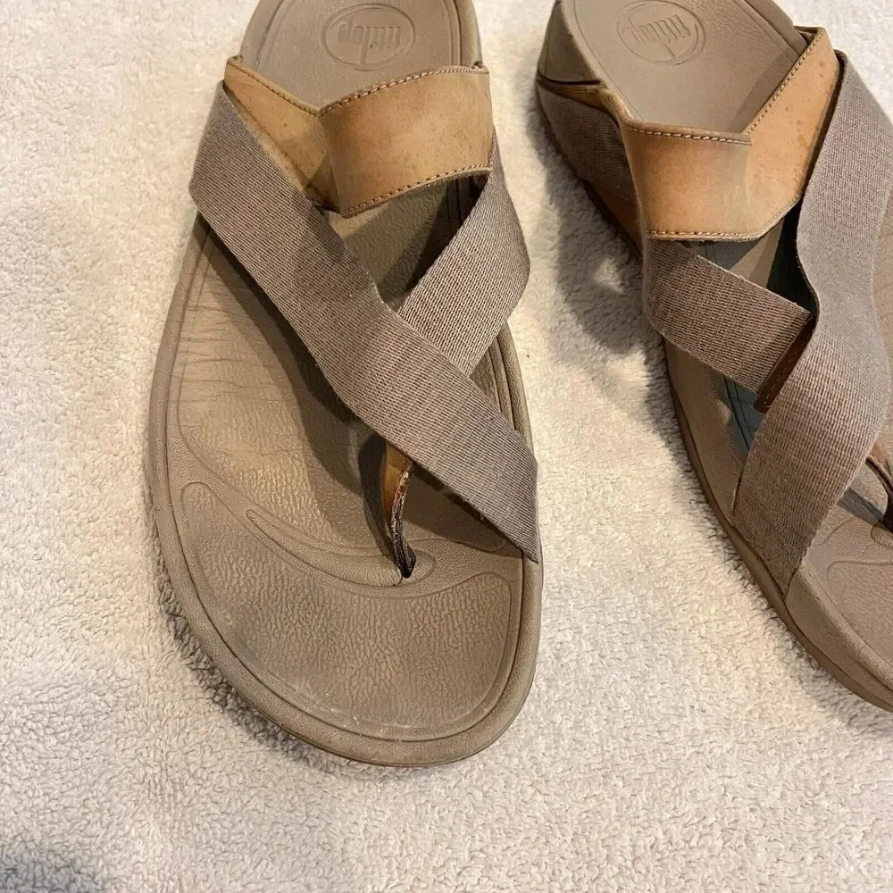 Fitflop MensTaupe Sling Nylon Walking Sandal 11 Flat Comfort Slip On Casual